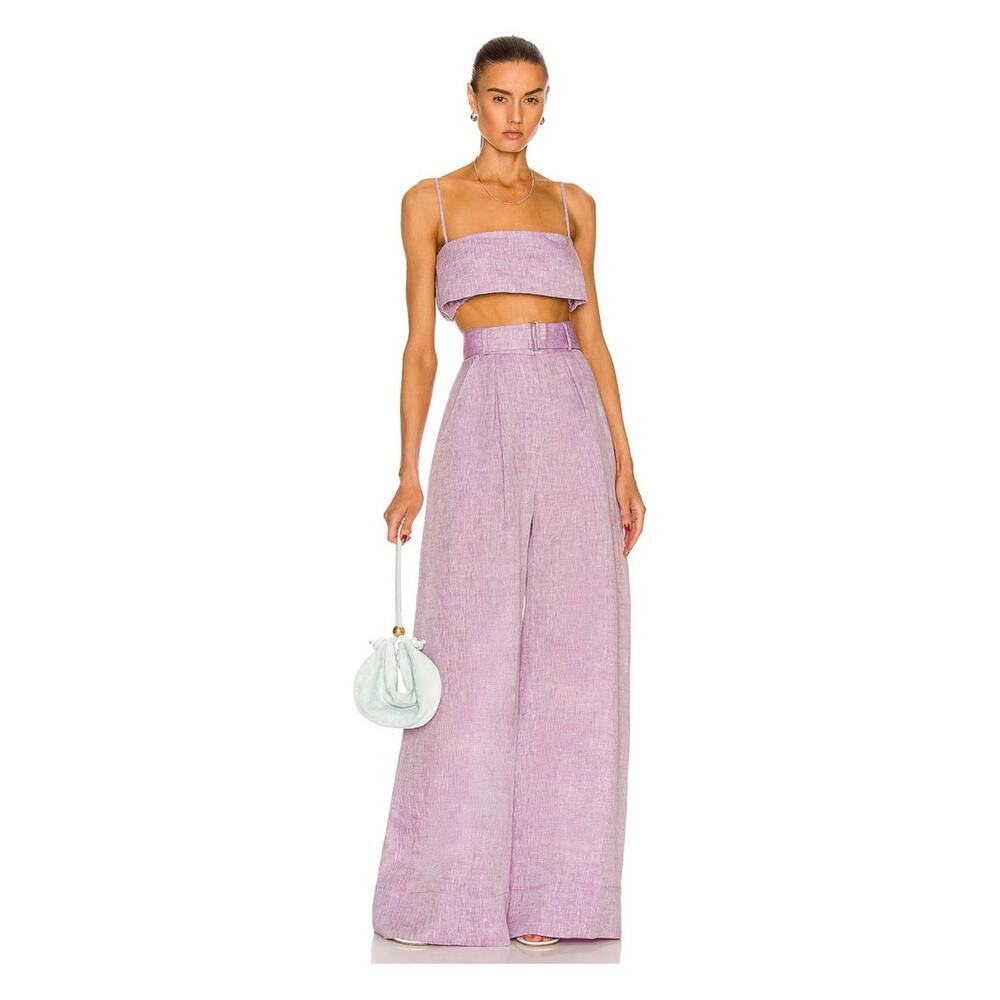 NWT Matthew Bruch Linen Wide Leg Pant and Structured Bandeau Crop Top